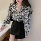 Zebra Print Shirt / Button-up Mini Skirt