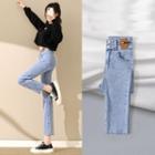 High Waist Cropped Jeans (various Designs)