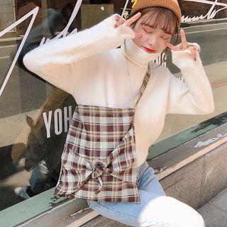 Plaid Canvas Tote Bag Coffee - One Size
