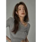 Ruched Cropped T-shirt Gray - One Size