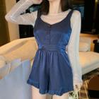 Long-sleeve Sheer Top / Sleeveless Playsuit