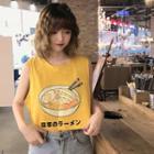Noodle Print Sleeveless Top / Short-sleeve T-shirt