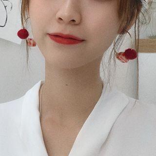 Faux Pearl Plaid Cube Bobble Hoop Earring
