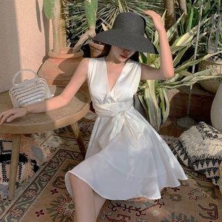 Sleeveless Cutout-back Mini A-line Dress