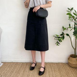 Pocket-detail A-line Midi Skirt Black - One Size