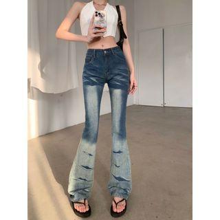Mid-waist Washed Flared Jeans