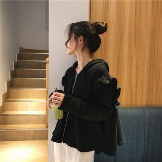 Frill-trim Zip Hooded Jacket