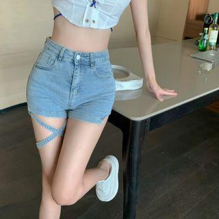 Strappy Denim Hot Shorts