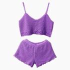 Set: Cropped Knit Camisole Top + Shorts