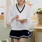 V-neck Frill-trim Top