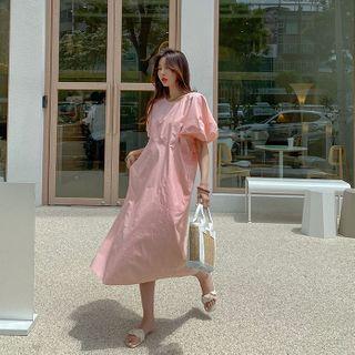 Puff-sleeve Boxy Long Dress
