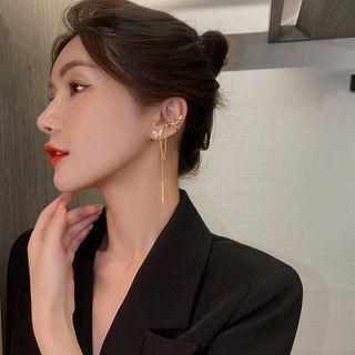 Butterfly Asymmetrical Alloy Earring 1 Pair - S925 Silver - Gold - One Size