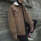 Loose-fit Fleece-collar Corduroy Jacket