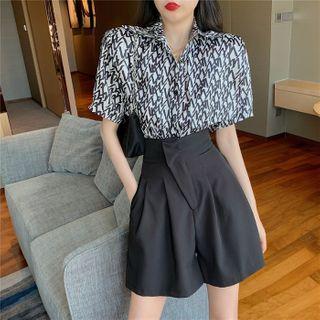 Printed Short-sleeve Shirt / Wide-leg Shorts