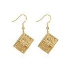 Fashion Elegant Plated Gold Pierced Geometric Square Earrings Golden - One Size