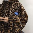 Leopard Pattern Fleece Hoodie