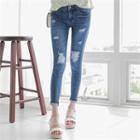 Paint Splattered Distressed Skinny Jeans