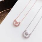Rhinestone Star And Moon Pendant Necklace