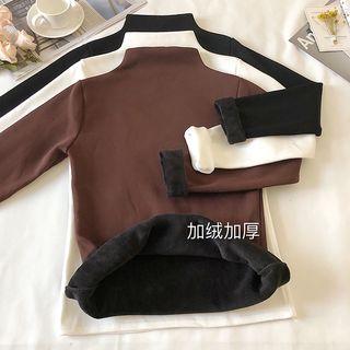 Fleece-lined Mock Neck Plain T-shirt