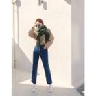 Band-waist Napped Wide-leg Jeans