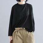Batwing-sleeve T-shirt Black - One Size