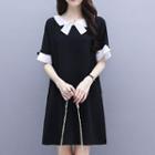 Short-sleeve Two-tone Chiffon Dress