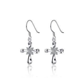 Fashion Elegant Bow Earrings With Austrian Element Crystal Silver - One Size