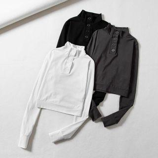 Mock-turtleneck Long-sleeve Cropped T-shirt