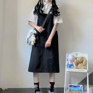 Short-sleeve Shirt / Midi A-line Overall Dress