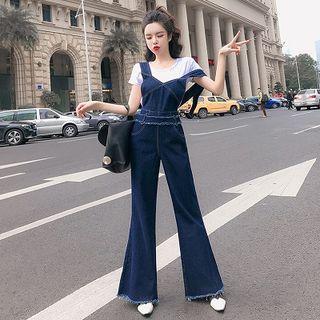 Frayed Denim Jumper Pants