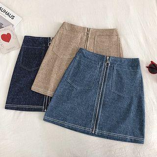 Double-pocket Zip High-waist Skirt