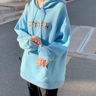 Lettering Applique Oversized Hoodie