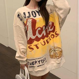 Print Sweatshirt Orange - Beige - One Size