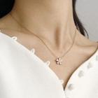 925 Sterling Silver Flower Necklace L141 - Sakura - Rose Gold - One Size