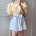 Elbow-sleeve Top / Bow Wide Leg Shorts