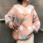 Polka Dot Sweater / Long-sleeve Lace Top