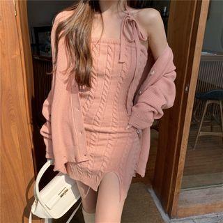 Distressed Cardigan / Knit Mini Bodycon Dress