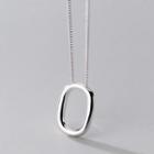 Oval Pendant Sterling Silver Necklace 1pc - Silver - One Size