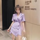 Short-sleeve Asymmetric Mini Coat Dress