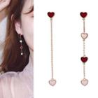 Heart Non-matching Drop Earring As Shown In Figure - One Size