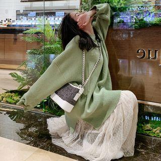 Plain Sweater / Midi A-line Mesh Skirt / Set