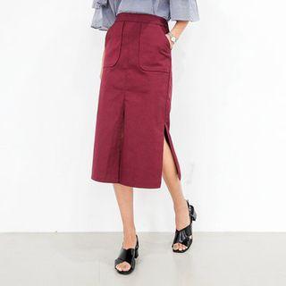 Dual-pocket Midi Skirt