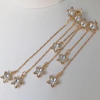 Rhinestone Star Fringed Earring 1pc - Earring - Right - One Size