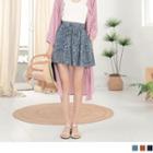 Elastic-waist Floral Wide-leg Shorts