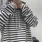 Long Sleeve Striped Hooded Sweatshirt