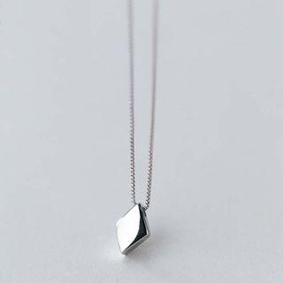 S925 Silver Rhombus Pendant Necklace