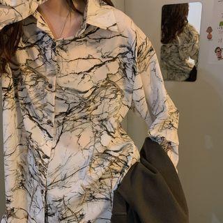 Marble Shirt Marble Print - White - One Size