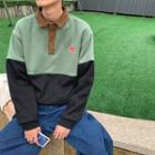 Color-panel Polo Sweatshirt