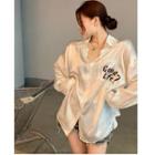 Lettering Oversized Shirt White - One Size