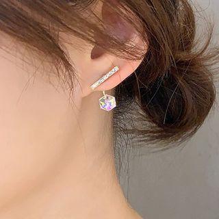 Rhinestone Cube Dangle Earring 1 Pair - One Size